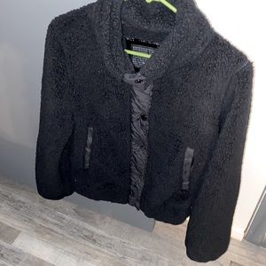 steve madden: black fleece jacket, size small